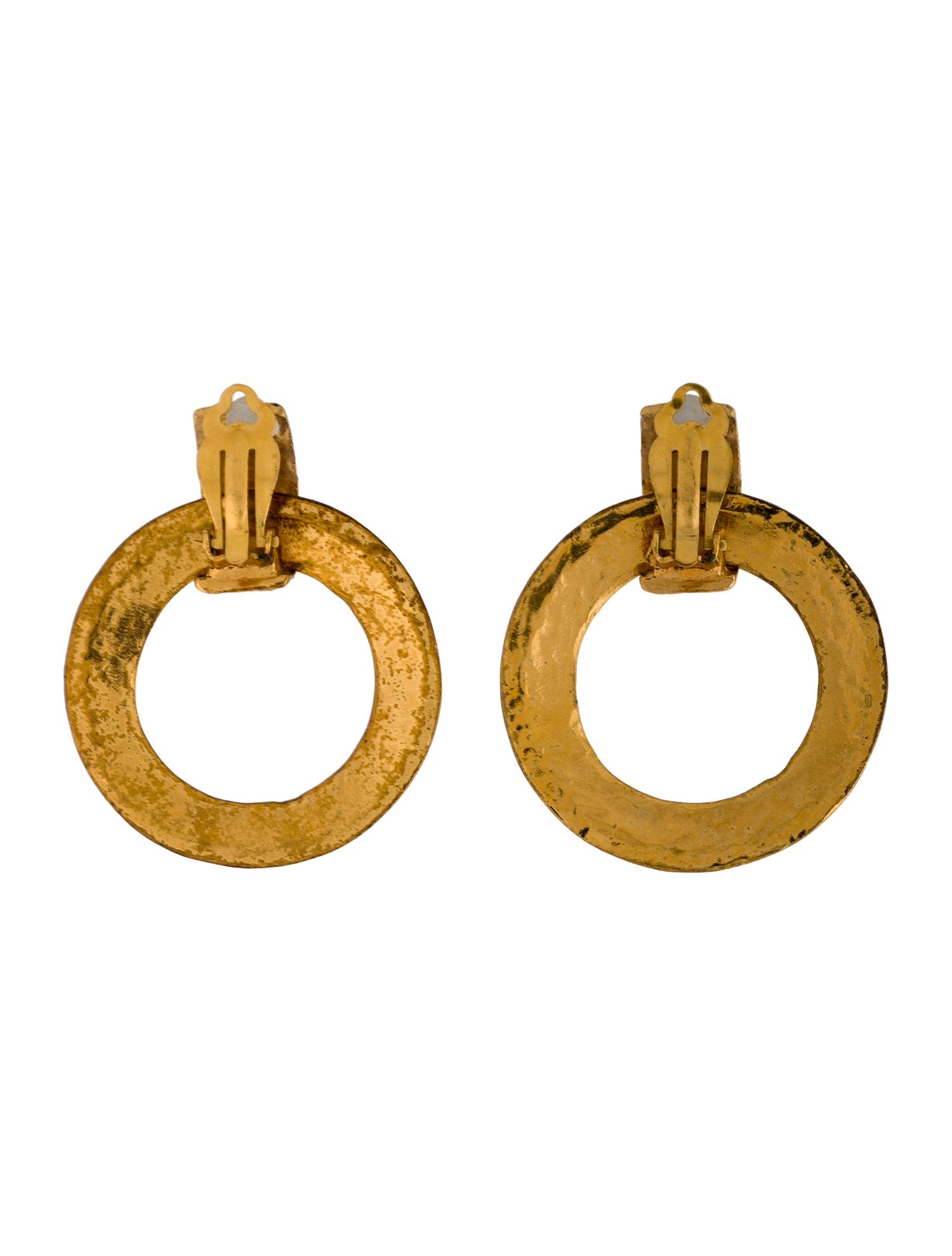 Chanel Vintage Logo Disc Clip-On Earrings